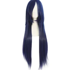 ATELA 32" 80 cm lång rak animedräkt Cosplay Peruk Party Peruk (Mörkblå/Jet Black)> Peruker