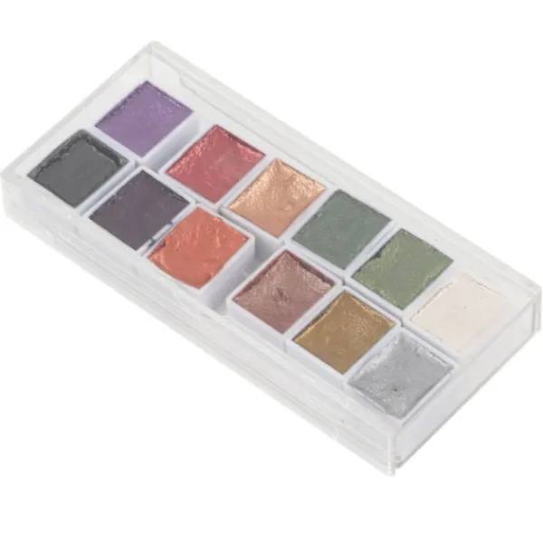 12 Akvarellfärger Set Retro Metall Portabel Hög Pigment Konstmaterial för Studenter Vuxna Konstnärer> Smink