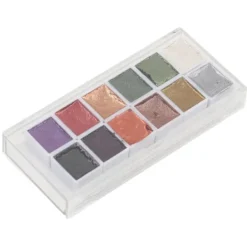 12 Akvarellfärger Set Retro Metall Portabel Hög Pigment Konstmaterial för Studenter Vuxna Konstnärer><noscript><img width=