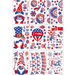 9 Ark 4 juli Fönsterdekaler PVC Patriotiska Amerikanska Flagga Statiska Klistermärken Dubbelsidiga Självständighetsdagen Dekaler> Smink