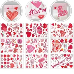 9 Ark Alla Hjärtans Dag Fönsterglas Dekaler Kärlekstema Glasdekaler Heminredning> Smink