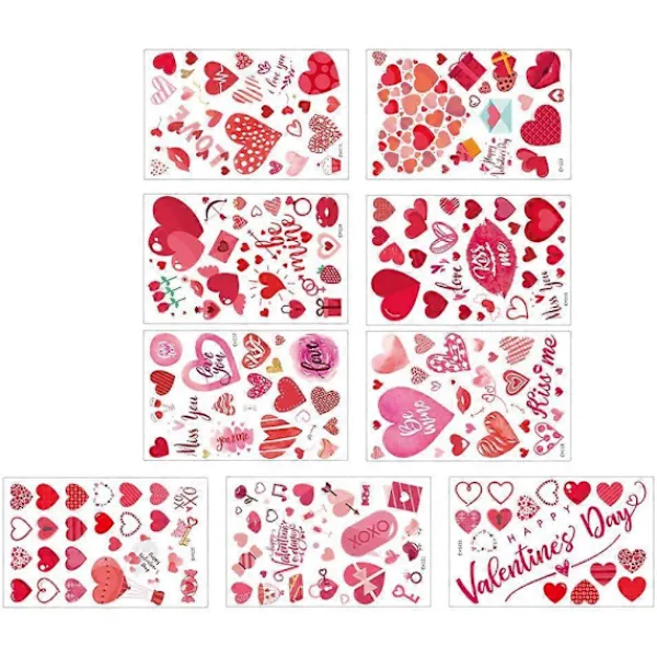 9 Ark Alla Hjärtans Dag Fönsterglas Dekaler Kärlekstema Glasdekaler Heminredning> Smink
