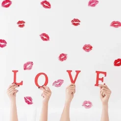 2 ark Alla hjärtans dag-tema väggdekor DIY Romantisk läppform Dekal Hem Bakgrund Dekoration><noscript><img width=