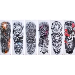 6 ark Full Sleeve Temporära Tatueringar Klistermärken Vattentäta Extra Stora Full Arm Fake Tatueringar Klistermärken för Kvinnor Män> Smink