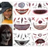 6 Ark Halloween Ansiktstatueringar, Halloween Ansiktsdekaler Skelettmun Tatuering Halloween Sminkset för Vuxna> Smink
