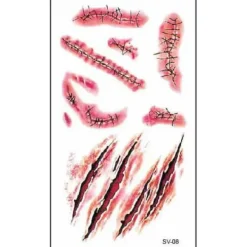 10 ark Halloween-ärrtatueringar klistermärken med falskt sårblod, zo><noscript><img width=