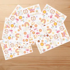 12 ark Hippie Temporär Tatuering Trendig Hippie Blomma Tatuering Klistermärke Ansikte Tatuering_jarx> Smink