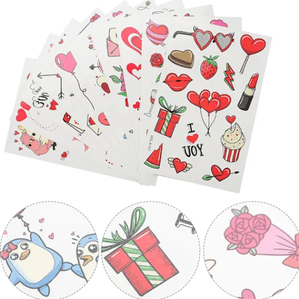 20 Ark Kroppsdekaler Alla Hjärtans Dag Falska Kärleksdekaler Söta Kärleksansiktsdekaler> Smink