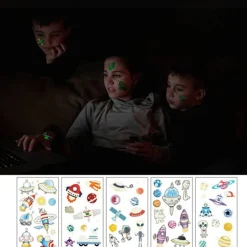 25 ark med tillfälliga glödtatueringar, rymdmönster som lyser i mörkret KLB><noscript><img width=