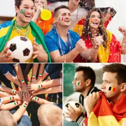 32 ark Nationell flagga Tillfälliga tatueringsklistermärken Qatar World Soccer Cup Tatueringar - Fotbollsmatch Kroppsdekoration National> Smink
