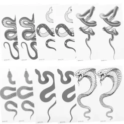 12 ark realistiska tatuering orm falska tatuering klistermärken personliga tatuering klistermärken (14X6,8 cm, svart)> Smink