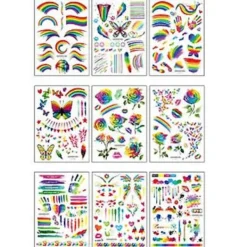 9 ark Regnbågsdekaler> Smink