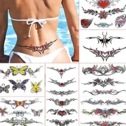 8 ark tatueringar klistermärken vattentäta temporära roliga tatueringar midjetatuering täcker ärr kvinnlig tatuering vattentät kvinnlig magtatuering för kvinnor | Fyndiq> Smink