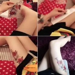 8 ark tatueringar klistermärken vattentäta temporära roliga tatueringar midjetatuering täcker ärr kvinnlig tatuering vattentät kvinnlig magtatuering för kvinnor | Fyndiq> Smink