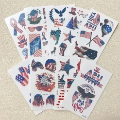 10 ark Vattentäta kroppsdekaler för självständighetsdagen 4 juli Temporära tatueringar USA Amerikanska flaggtatueringar Dekaler><noscript><img width=