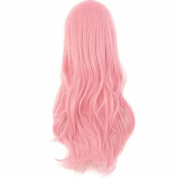 70 cm Lång Lockig Hårförlängning Kostym Cosplay Peruk (Rosa)> Peruker