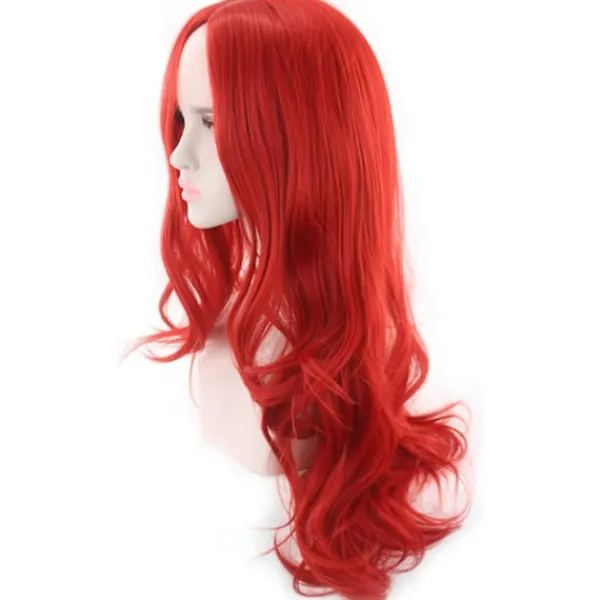 75 cm Lång Röd Lockig Peruk för Kvinnor, Lång Röd Cosplay Peruk för Fest Cosplay Halloween Anime (C-Röd), 75 cm> Peruker