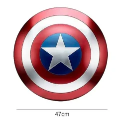 47 cm Metallisk Captain America-sköld med Ställ, Vuxen Captain America Cosplay-rekvisita, Halloweenfest HemväggsdekorationBY> Tillbehör