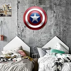 47 cm Metallisk Captain America-sköld med Ställ, Vuxen Captain America Cosplay-rekvisita, Halloweenfest HemväggsdekorationBY><noscript><img width=