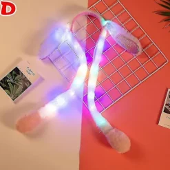 60 cm söt kanin Pikachu plyschmössa med rörliga öron lysande hatt present till baby barn D> Huvudbonader