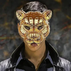 FJORD 20 cm VIP Kund Gäst Chef Mask Gyllene Leopard Halloween Tiger Vuxen Party Rekvisita kompatibel med Man Cosplay><noscript><img width=