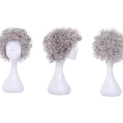 7 delar mormor peruk kostym set, mormor glasögon med pärlor armband, pärlhalsband, cosplay tillbehör för Mardi Gras Halloween (silvergrå peruk)><noscript><img width=