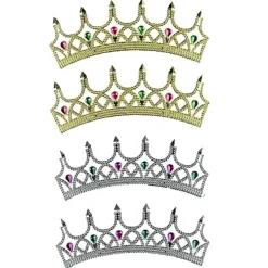 4 delar Royal King Plast Crown Queen Plast Crown Födelsedagskronor Kostymtillbehör><noscript><img width=