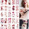ATELA 60 delar Scars Halloween Tattoo Stickers Roliga läskiga ärr Stic> Smink