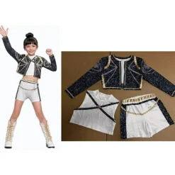 2025 Demon Hunter K-Pop Kostym | Halloween Outfit Kvinnor Barn Cosplay Nr 3 3-delat set 150cm> Dräkter