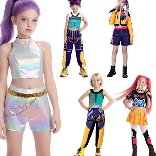 2025 Demon Hunter K-Pop Kostym | Halloween Kostym för Flickor Cosplay Rumi【Kläder】 160> Dräkter