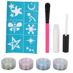 Woosien 4 Färger Ansikte Kropp Glitter Pulver Barn Glänsande Temporär Tatuering Nagelkonst med Lim Mall> Smink