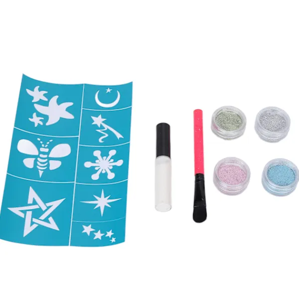 Woosien 4 Färger Ansikte Kropp Glitter Pulver Barn Glänsande Temporär Tatuering Nagelkonst med Lim Mall> Smink