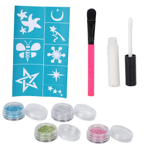 Woosien 4 Färger Ansikte Kropp Glitter Pulver Barn Glänsande Temporär Tatuering Nagelkonst med Lim Mall> Smink