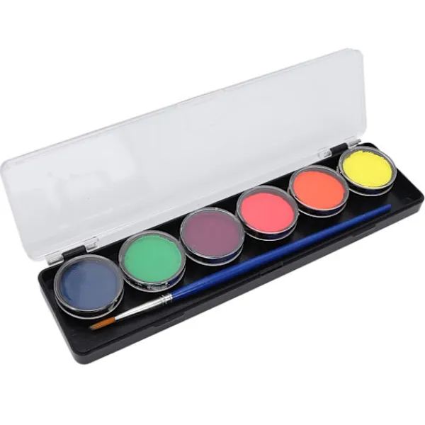 6 Färger Ansikte Kroppsmålning Kit Vattenbaserad Säker Hög Mättnad Halloween Smink 24g> Smink