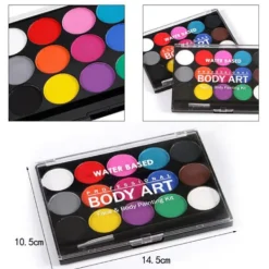 15 färger ansikts- och kroppsmålning Makeupverktyg Set Halloween><noscript><img width=