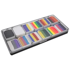 12 Färger Ansikts- och Kroppsfärg Vattenbaserad Halloweenfest Bollspel Fläkt Fancy Kroppskonst Smink Pigment> Smink