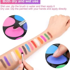 15 Färger Ansiktsmålningspalett, Tvättbar Ansikts- och Kroppsfärg för Halloweenfest Karneval><noscript><img width=