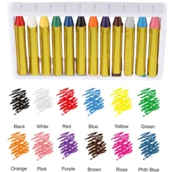 12 Färger Kropp Ansikte Målarpinnar Kritset Färgglad Målarpenna><noscript><img width=