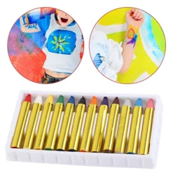12 Färger Kropp Ansikte Målarpinnar Kritor Set Färgglada Målarpennor><noscript><img width=