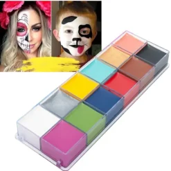 12 Färger 100ml Vattenbaserad Snabbtorkande Kroppsmakeup Palett Professionell Kosmetisk DIY för Fest><noscript><img width=