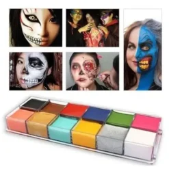 12 Färger 100ml Vattenbaserad Snabbtorkande Kroppssmink Palett Professionell Kosmetisk DIY för Fest><noscript><img width=