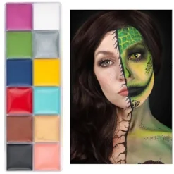 12 Färger 100ml Vattenbaserad Snabbtorkande Kroppsfärg Palett Professionell Kosmetika DIY för Fest, SD><noscript><img width=