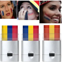 FJORD 3 Färger Patriotisk Ansiktsfärg Atleter Sportfans Vuxna Barn Ansiktsmålningskräm Sportevenemang><noscript><img width=