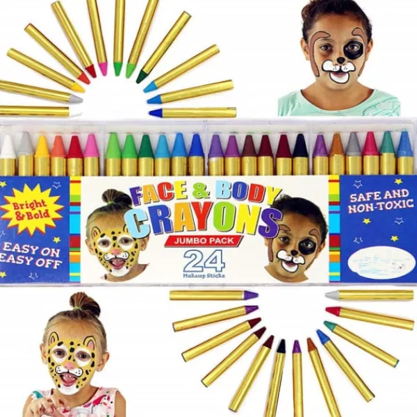 24 färger Säkerhets Ansikts- och Kroppsmålningskritor Tvättbara Pigmentfärger för Scenföreställningar Cosplay Festtillbehör för Barn> Smink
