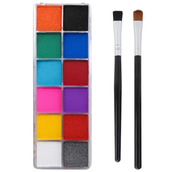 12 färger vattenbaserad ansikts- och kroppsmålning glänsande glitterfärg Halloweenfest sminkverktyg> Smink