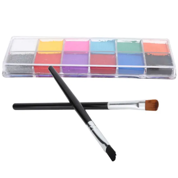 12 färger vattenbaserad ansikts- och kroppsmålning glänsande glitterfärg Halloweenfest sminkverktyg> Smink