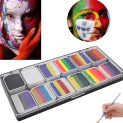 12 Färger Vattenbaserad Ansikts- och Kroppsfärg Halloween Party Bollspel Fan Fancy Art Smink Pigment><noscript><img width=