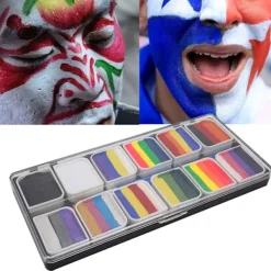12 Färger Vattenbaserad Ansikts- och Kroppsfärg Halloween Party Bollspel Fan Fancy Art Smink Pigment><noscript><img width=