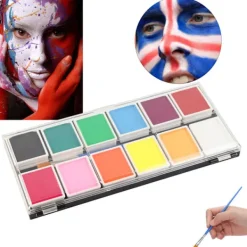 12 Färger Vattenbaserad Kropps- och Ansiktsfärg Halloween Party Bollspel Fan DIY Fancy Makeup Pigment><noscript><img width=