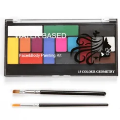15 färger vattenbaserad sminkpalett professionell kroppsmålning sminkpalett för Halloween> Smink